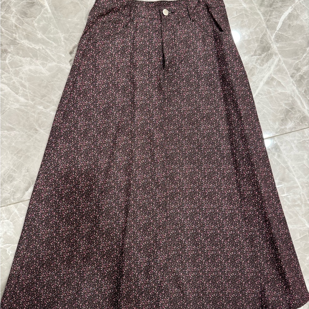 FYI AUBERGINE TINY FLORAL LONG SKIRT